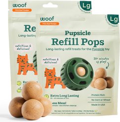 Woof Pupsicle Pops Refills Beef & Peanut Butter Grain-Free Lickable Dog Treats, Large, 14 count