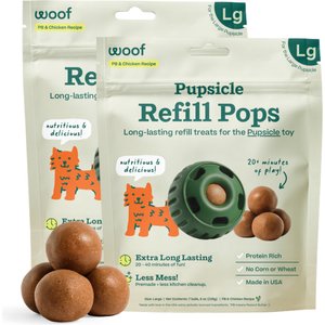 Woof Pupsicle Pops Refills Chicken & Peanut Butter Grain-Free Lickable Dog Treats, Large, 14 count