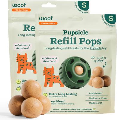 Woof Pupsicle Pops Refills Beef & Peanut Butter Grain-Free Lickable Dog Treats