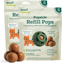 Woof Pupsicle Pops Refills Chicken & Peanut Butter Grain-Free Lickable Dog Treats, Small, 20 count