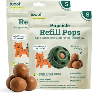 Woof Pupsicle Pops Refills Chicken & Peanut Butter Grain-Free Lickable Dog Treats, Small, 20 count