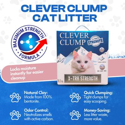 Show full view: Scoochie Pet Clever Clump X-Tra Strength Unscented Natural Bentonite Cat Litter, 18.5-lb box slide 5 of 7