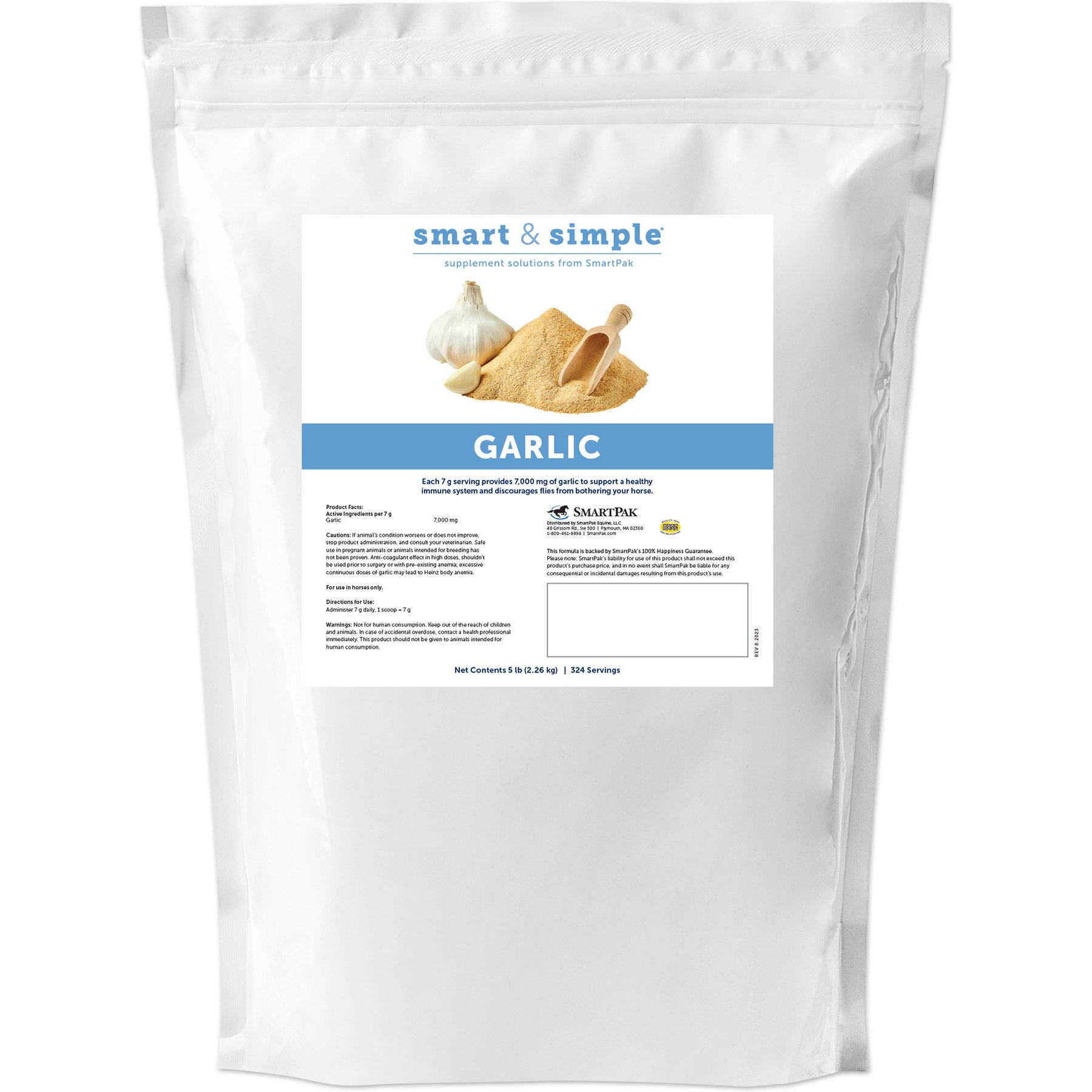 SmartPak Smart & Simple Garlic Fly Insect Control Powder Horse Supplement, 5-lb tub