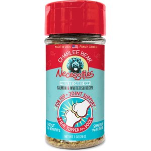 Charlee Bear Necessities Freeze-Dried Salmon & Whitefish Recipe Hip & Joint Support Grain-Free Dog Food Topper, 1-oz jar