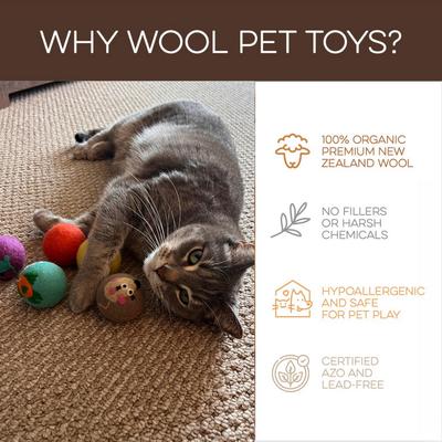 Show full view: Hustle & Blush Love Ewe "Cat & Mouse" Handmade Organic Wool Felt Dog & Cat Ball Toys, 3 count slide 2 of 9