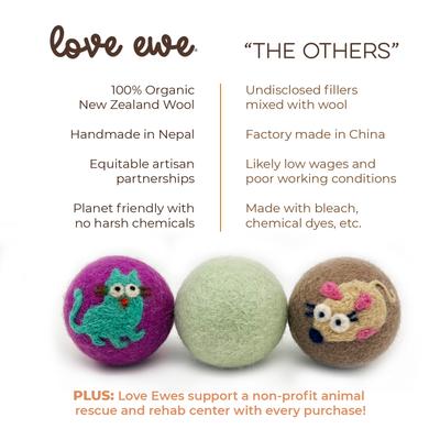 Show full view: Hustle & Blush Love Ewe "Cat & Mouse" Handmade Organic Wool Felt Dog & Cat Ball Toys, 3 count slide 3 of 9