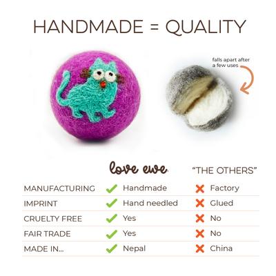 Show full view: Hustle & Blush Love Ewe "Cat & Mouse" Handmade Organic Wool Felt Dog & Cat Ball Toys, 3 count slide 4 of 9