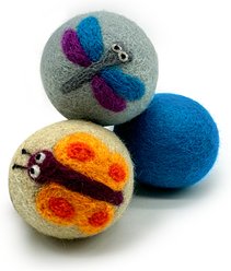 Hustle & Blush Love Ewe "I Believe I Can Fly" Handmade Organic Wool Felt Dog & Cat Ball Toys, 3 pack