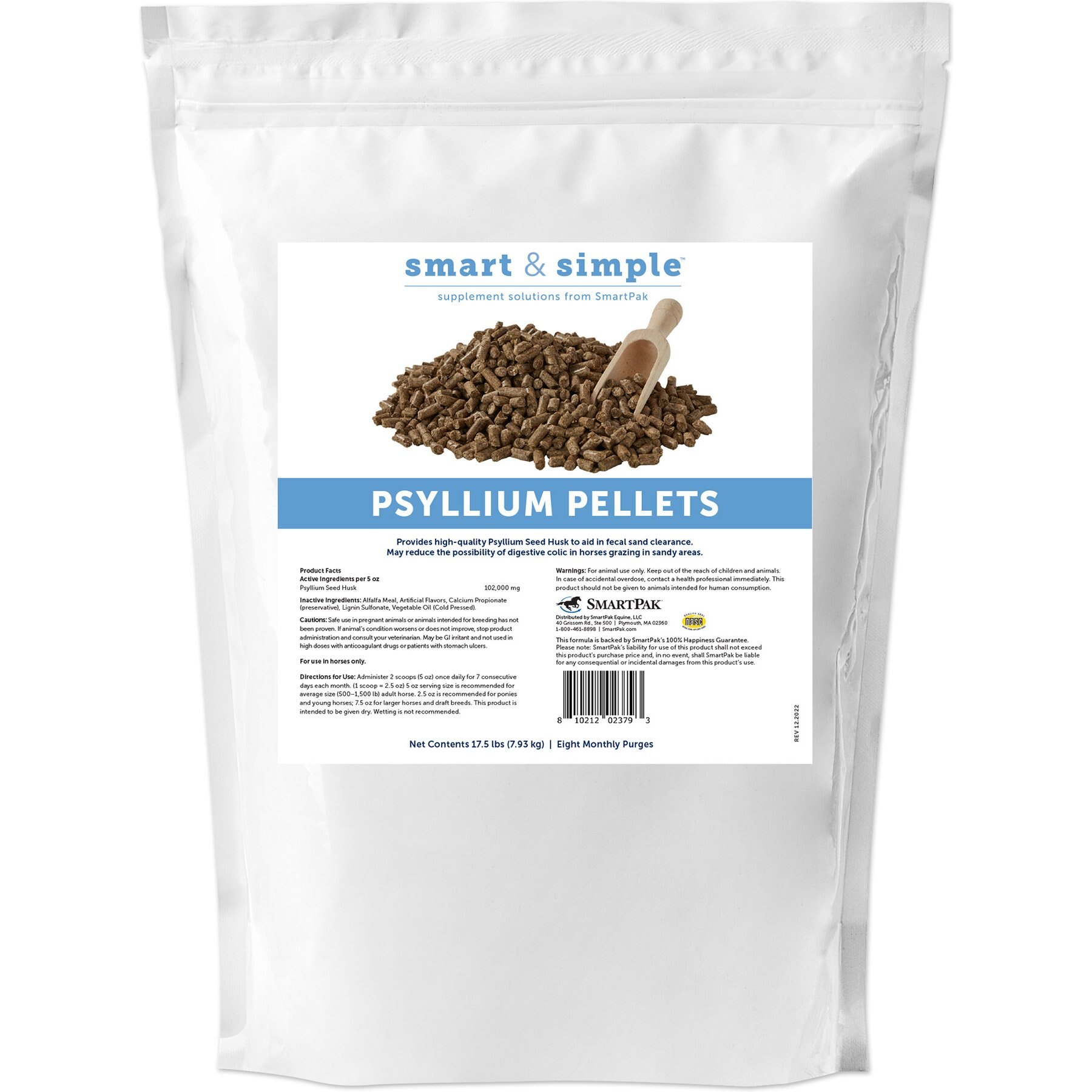 SmartPak Smart & Simple Psyllium Pellet Horse Supplement, 17.5-lb bag