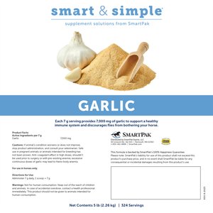 SmartPak Smart & Simple Garlic Fly Insect Control Powder Horse Supplement, 5-lb tub