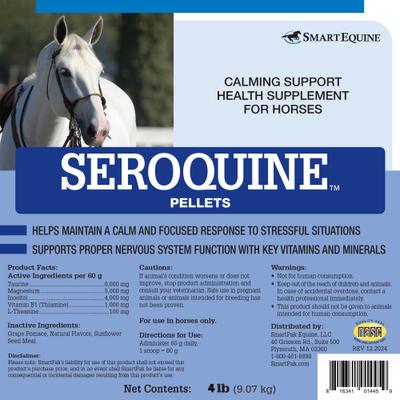 Show full view: SmartEquine Seroquine Calmative Support Formula Pellets Horse Supplement, 4-lb bucket slide 2 of 7