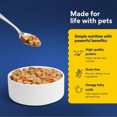 Show full view: Chewy Stews Chicken & Vegetables Recipe in Gravy Grain-Free Canned Dog Food (FORMERLY AMERICAN JOURNEY), 12.5-oz can, bundle of 24  slide 5 of 9