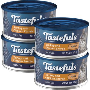 Blue Buffalo Tastefuls Turkey & Chicken Entrée Pate Wet Cat Food, 3-oz can, case of 4