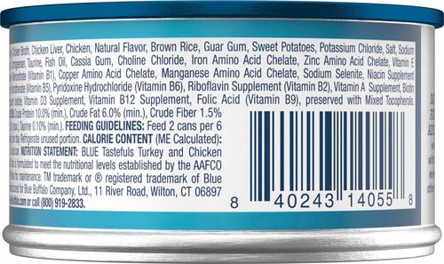 Show full view: Blue Buffalo Tastefuls Turkey & Chicken Entrée Pate Wet Cat Food, 3-oz can, case of 4 slide 3 of 11