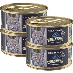 Blue Buffalo Wilderness Adult 7+ Chicken Recipe High-Protein Grain-Free Pate Wet Cat Food, 3-oz can, case of 4