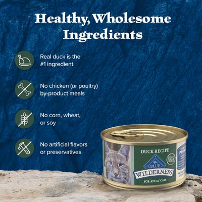 Show full view: Blue Buffalo Wilderness Duck Grain-Free Canned Cat Food, 3-oz can, case of 4 slide 7 of 12