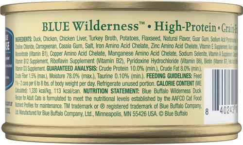 Show full view: Blue Buffalo Wilderness Duck Grain-Free Canned Cat Food, 3-oz can, case of 4 slide 3 of 12