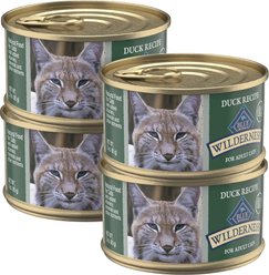 Blue Buffalo Wilderness Duck Grain-Free Canned Cat Food, 3-oz can, case of 4