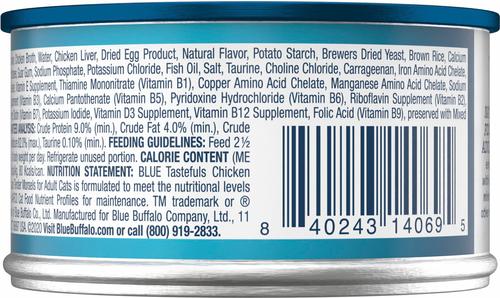 Show full view: Blue Buffalo Tastefuls Tender Morsels Chicken Entrée Wet Cat Food, 3-oz can, case of 4 slide 3 of 11