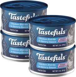 Blue Buffalo Tastefuls Tender Morsels Chicken Entrée Wet Cat Food, 3-oz can, case of 4