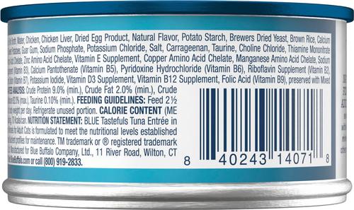 Show full view: Blue Buffalo Tastefuls Tender Morsels Tuna Entrée Wet Cat Food, 3-oz can, case of 4 slide 3 of 11