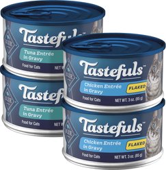 Blue Buffalo Tastefuls Tuna & Chicken Flaked Entree Wet Cat Food, 3-oz can, case of 4