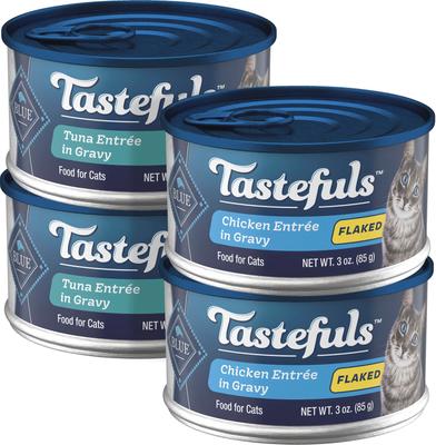 Blue Buffalo Tastefuls Tuna & Chicken Flaked Entree Wet Cat Food, 3-oz can, case of 4