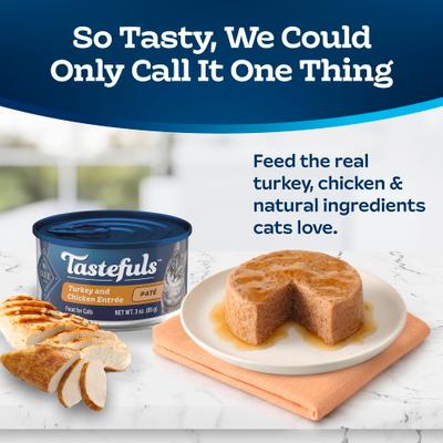 Show full view: Blue Buffalo Tastefuls Turkey & Chicken Entrée Pate Wet Cat Food, 3-oz can, case of 4 slide 4 of 11