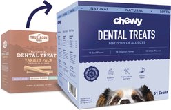 Chewy Natural Dental Chew Sticks Variety Pack, Original, Beef, & Mint Flavor (FORMERLY TRUE ACRE FOODS), 51 count