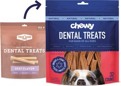 Chewy Natural Beef Flavor Dental Chew Dog Treats (FORMERLY TRUE ACRE FOODS), 32 count