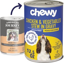 Chewy Stews Chicken & Vegetables in Gravy Grain-Free Canned Dog Food (FORMERLY AMERICAN JOURNEY), 12.5-oz can, case of 12