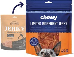 Chewy Limited Ingredient Turkey Jerky Natural Grain-Free Dog Treats (FORMERLY AMERICAN JOURNEY), 6.5-oz bag