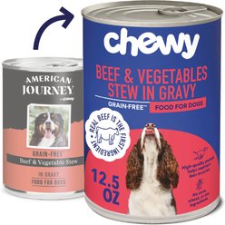 Chewy Stews Beef & Vegetables in Gravy Grain-Free Canned Dog Food (FORMERLY AMERICAN JOURNEY), 12.5-oz can, bundle of 2 slide 1 of 8