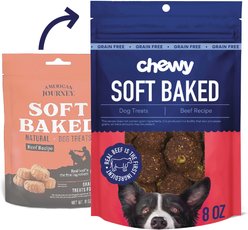 Chewy Soft-Baked Beef Recipe Grain-Free Dog Treats (FORMERLY AMERICAN JOURNEY), 8-oz bag