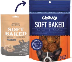 Chewy Soft-Baked Turkey Recipe Grain-Free Dog Treats (FORMERLY AMERICAN JOURNEY), 8-oz bag