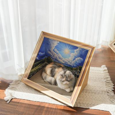 Show full view: Fairela 16.9-in Oil Painting Cat Scratcher, Blue slide 4 of 10