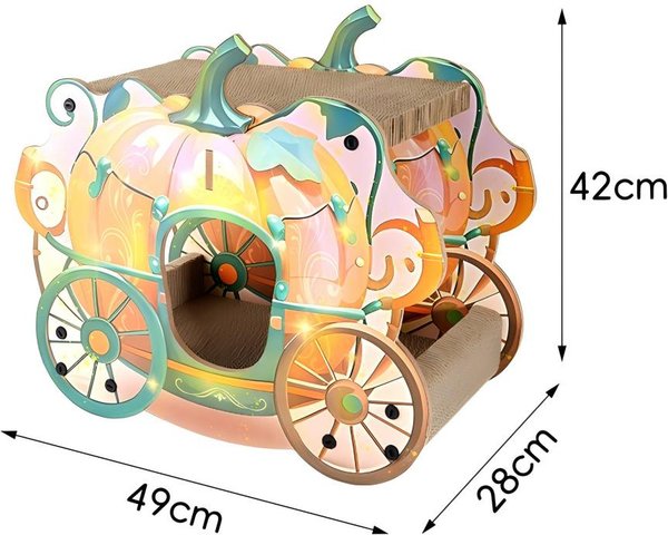 Fairela 16.5-in Princess Carriage Cat Scratcher, Orange/Green