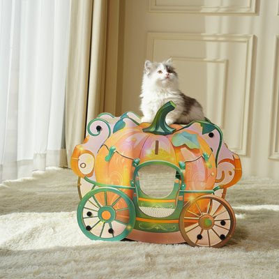Fairela Fairela 16.5-in Princess Carriage Cat Scratcher, Orange/Green