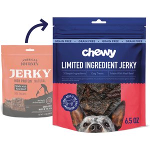 Chewy Limited Ingredient Beef Jerky Natural Grain-Free Dog Treats (FORMERLY AMERICAN JOURNEY), 6.5-oz bag
