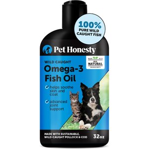 Pet Honesty Wild Caught Omega-3 Fish Oil Liquid Skin & Coat Health Supplement for Dogs & Cats, 32-fl oz bottle