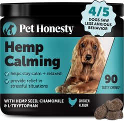 Pet Honesty Calming Hemp Chicken Flavored Calming & Anxiety Chews Supplement for Dogs, 90 count