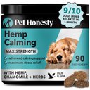 Pet Honesty Hemp Calming Max-Strength Duck Flavored Melatonin, Ashwaganda & L-Theanine Chews Calming & Anxiety Supplement for Dogs, 90-count