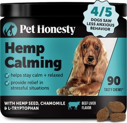 Pet Honesty Hemp Calming Beef Flavored Calming & Anxiety Chews Supplement for Dogs, 90 count