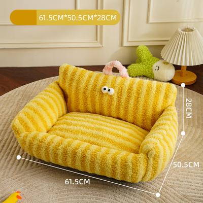 Show full view: Fairela Large Striped Furniture Style Sofa Dog & Cat Bed with Removable Cover, Medium, Yellow slide 9 of 10