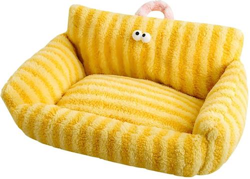 Show full view: Fairela Large Striped Furniture Style Sofa Dog & Cat Bed with Removable Cover, Medium, Yellow slide 10 of 10