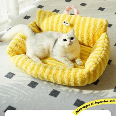 Show full view: Fairela Large Striped Furniture Style Sofa Dog & Cat Bed with Removable Cover, Medium, Yellow slide 4 of 10