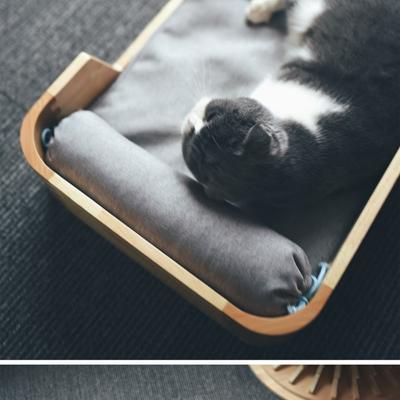 Show full view: Fairela Solid Wood Furniture Style Sofa Dog & Cat Bed with Removable Cover & Linen Cushion, Natural/Beige, Medium slide 10 of 10