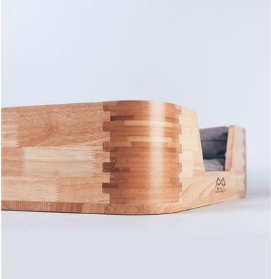 Show full view: Fairela Solid Wood Furniture Style Sofa Dog & Cat Bed with Removable Cover & Linen Cushion, Natural/Beige, Medium slide 6 of 10