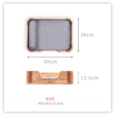 Show full view: Fairela Solid Wood Furniture Style Sofa Dog & Cat Bed with Removable Cover & Linen Cushion, Natural/Beige, Medium slide 4 of 10