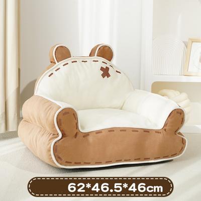 Show full view: Fairela Little Bear Fabric Furniture Style Sofa Dog & Cat Bed with Removable Cover, Brown/White, Medium slide 2 of 8